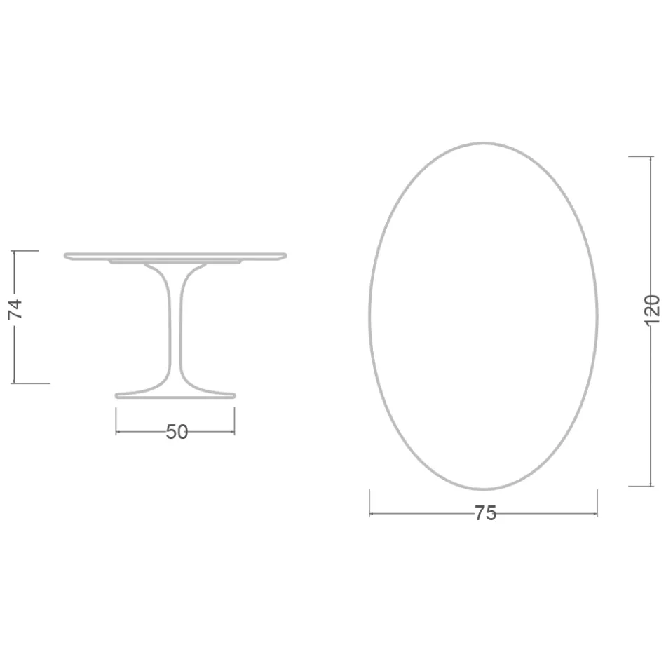 Tulpentisch Eero Saarinen H 73 Oval aus Keramik Rem Made in Italy - Scharlachrot Viadurini