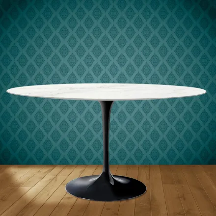 Tulpentisch Eero Saarinen H 73 Oval aus Keramik Rem Made in Italy - Scharlachrot Viadurini