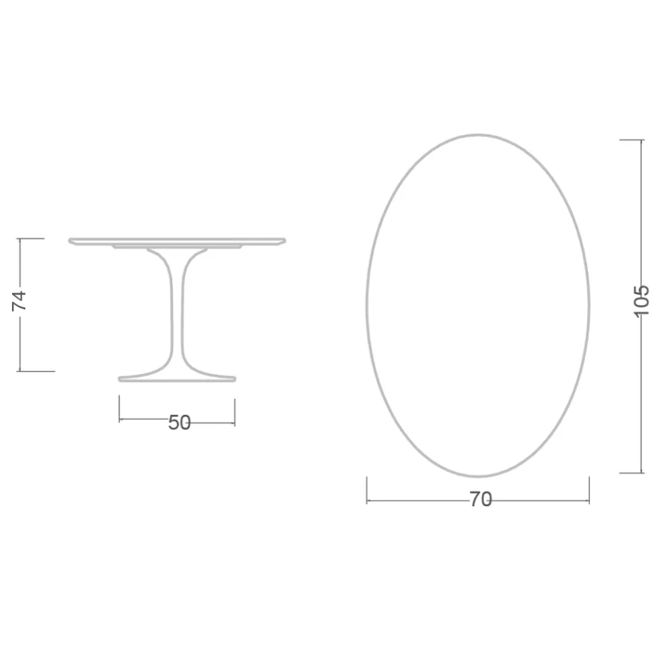 Tulpentisch Eero Saarinen H 73 Oval aus Statuario Altissimo Keramik Made in Italy - Scharlachrot Viadurini