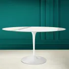 Tulpentisch Eero Saarinen H 73 Oval aus Statuario-Keramik Vollader - Scharlachrot Viadurini