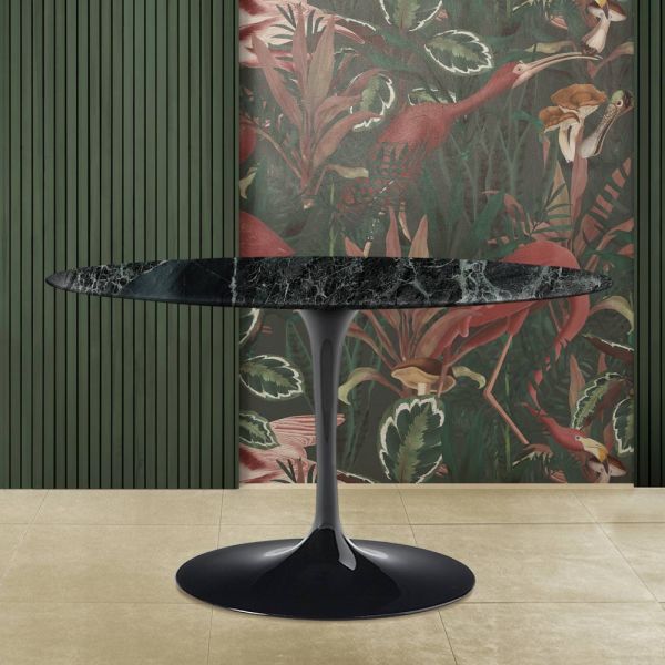 Eero saarinen h 74 ovaler tulpentisch aus grünem alpi-marmor, hergestellt in italien - scharlachrot