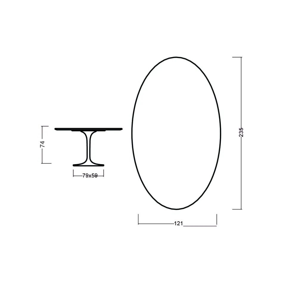 Tulpentisch Eero Saarinen H 73 Oval in Eiche Natur Made in Italy - Scharlachrot Viadurini