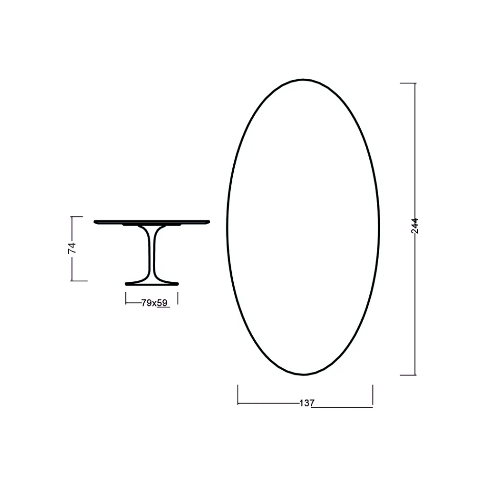 Tulpentisch Eero Saarinen H 73 Oval in Eiche Natur Made in Italy - Scharlachrot Viadurini