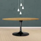 Tulpentisch Eero Saarinen H 73 Oval in Eiche Natur Made in Italy - Scharlachrot Viadurini