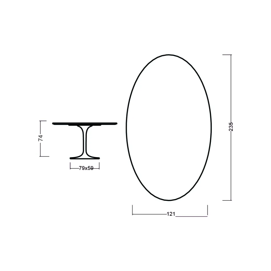 Tulpentisch Eero Saarinen H 73 Oval in Kirsche gebeizt Eiche Made in Italy - Scharlachrot Viadurini