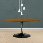 Eero Saarinen Tulpentisch H 73 Oval aus heller, nussbaumfarben gebeizter Eiche Made in Italy - Scharlachrot Viadurini