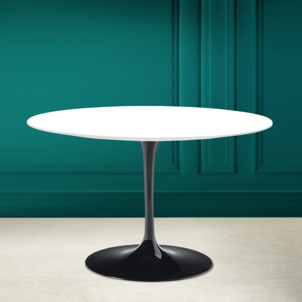 Tulpentisch eero saarinen h 73 rund in absolutem weiß made in italy - scharlachrot