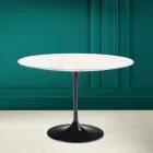 Tulpen Tisch Eero Saarinen H 73 Rund in Diamant Creme Keramik Made in Italy - Scharlachrot Viadurini