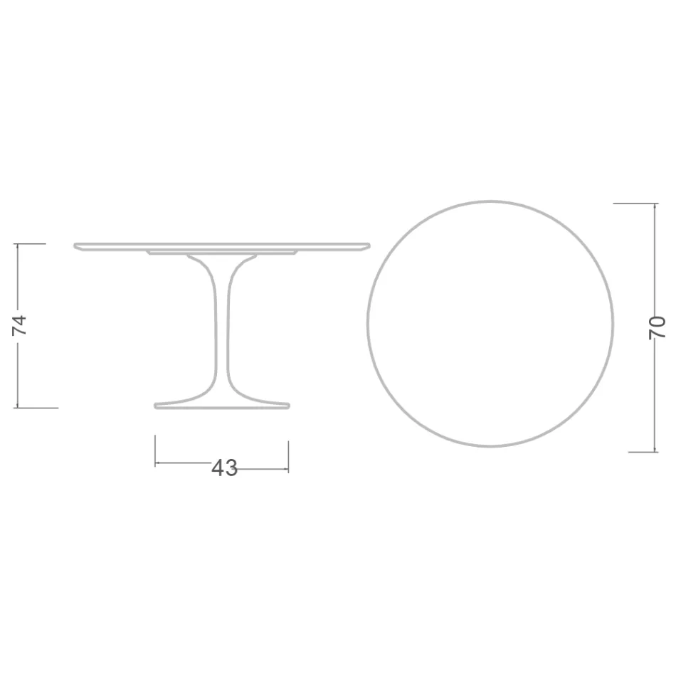 Tulpentisch Eero Saarinen H 73 Rund aus Keramik Entzo Made in Italy - Scharlachrot Viadurini