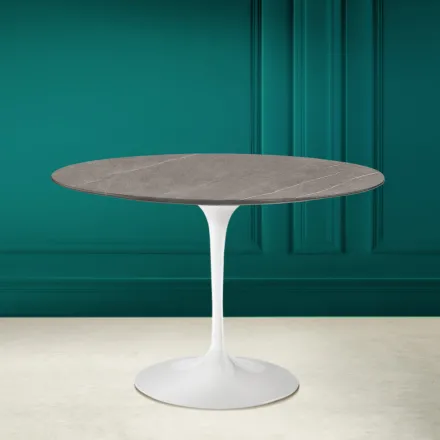 Tulpentisch Eero Saarinen H 73 Rund aus Keramik Pietra Grau Made in Italy - Scharlachrot Viadurini