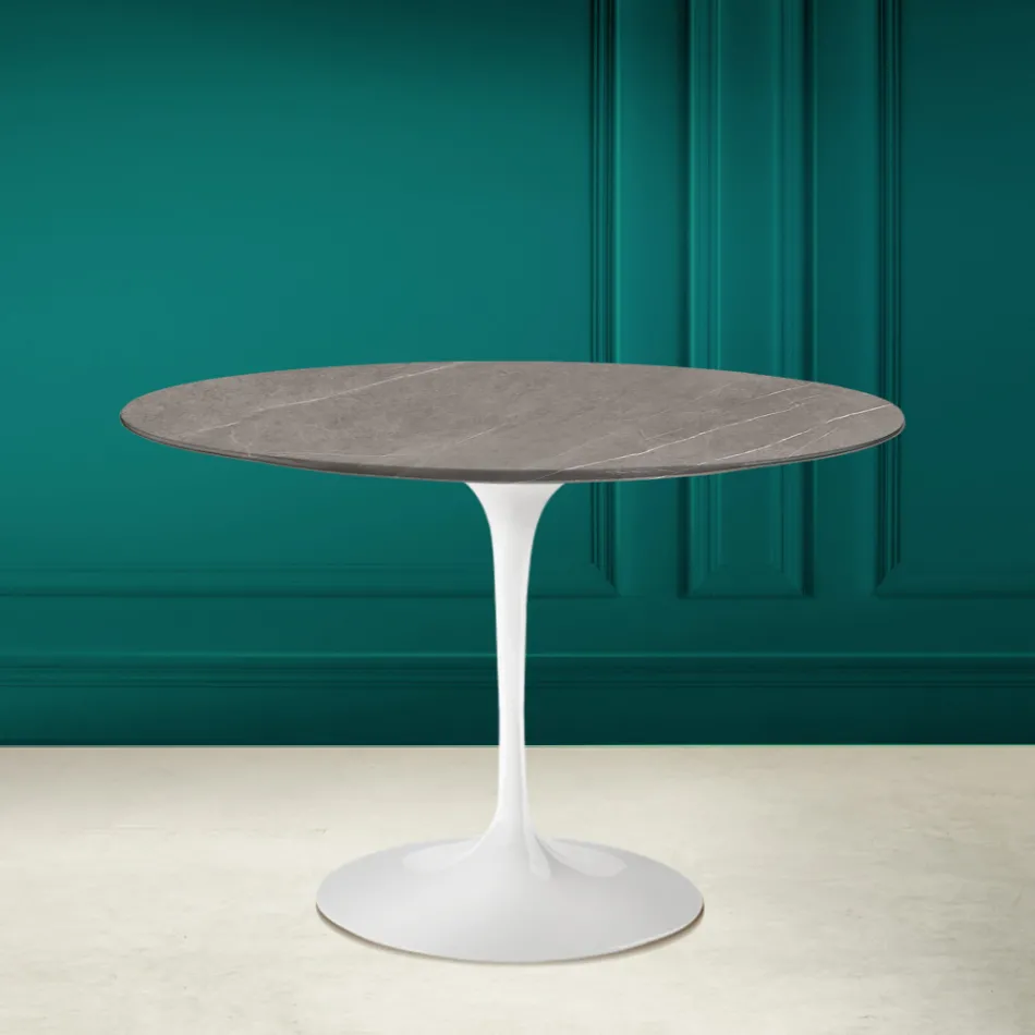 Tulpentisch Eero Saarinen H 73 Rund aus Keramik Pietra Grau Made in Italy - Scharlachrot Viadurini