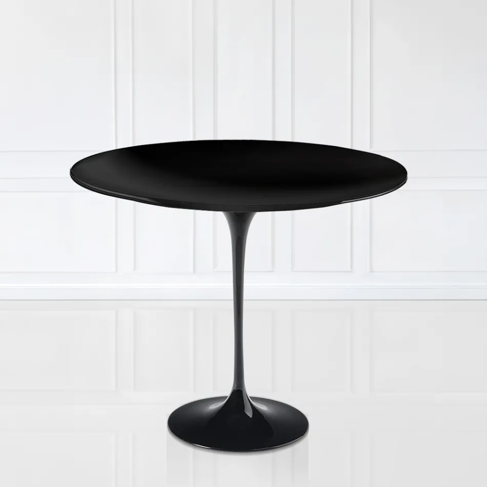 Eero Saarinen H 73 Runder Tulpentisch aus schwarzem Flüssiglaminat Made in Italy - Scharlachrot Viadurini