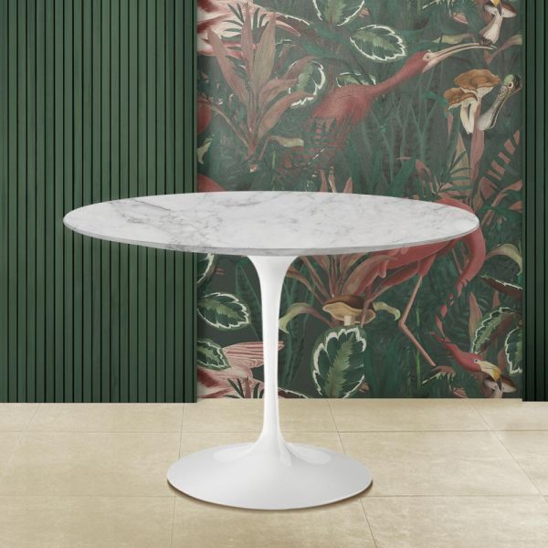 Tulpentisch eero saarinen h 74 rund aus arabescato-marmor made in italy - scharlachrot