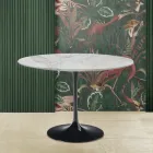 Eero Saarinen Tulip Tisch H 73 Rund aus Arabescato Marmor Made in Italy - Scharlachrot Viadurini