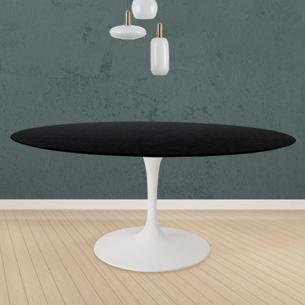 Eero saarinen tulip tisch h 74 rund in schwarz gebeizter eiche hergestellt in italien - scarlet