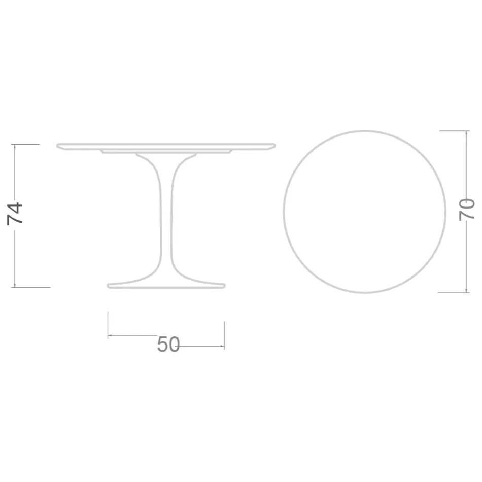 Eero Saarinen Tulip Tisch H 74 mit weißer Flüssiglaminatplatte Made in Italy - Scharlachrot Viadurini