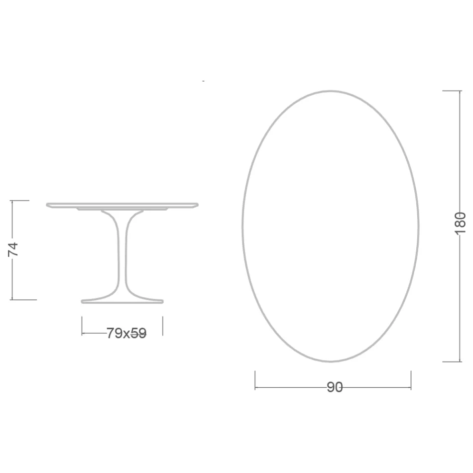 Eero Saarinen Tulpentisch H 74 mit ovaler Platte aus Arabescato-Marmor Made in Italy - Scharlachrot Viadurini