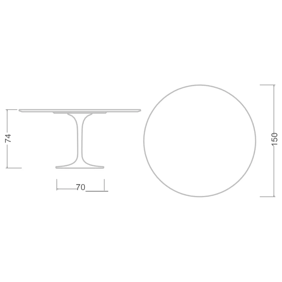Eero Saarinen Tulip Tisch H 74 mit runder Platte aus Carrara Statuarietto Marmor - Scharlachrot Viadurini