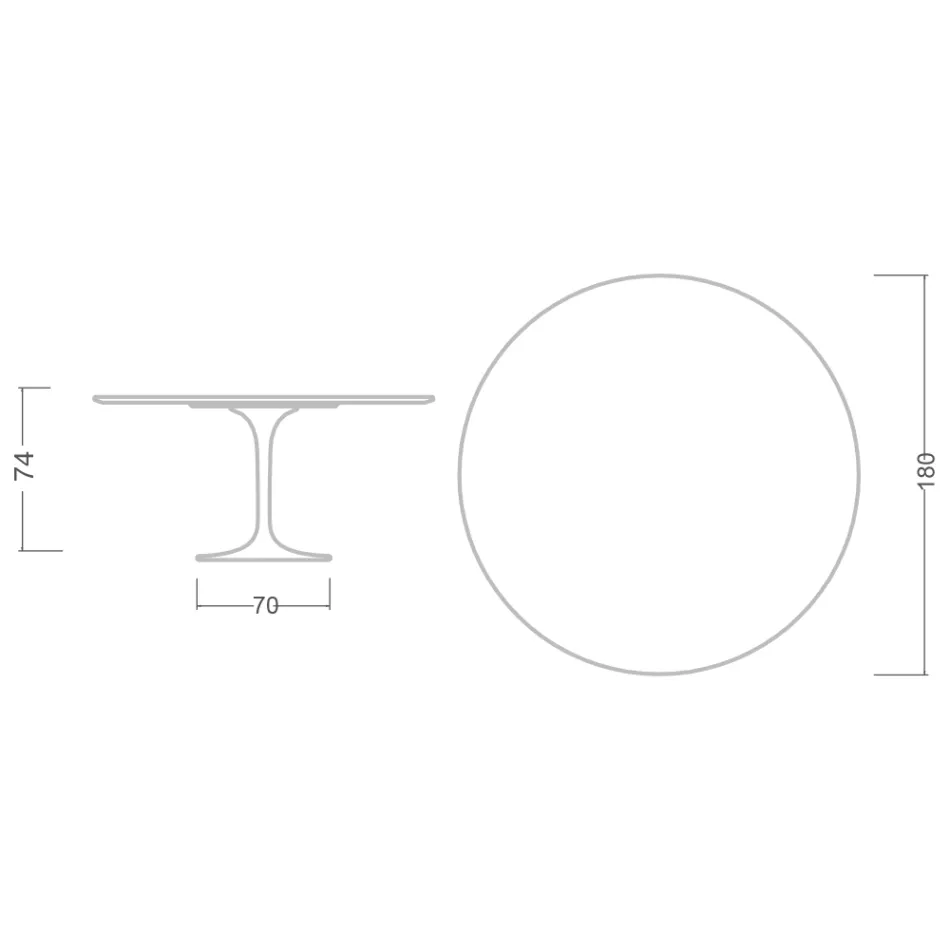 Tulpentisch Eero Saarinen H 74 aus Arabescato-Marmor Made in Italy - Scharlachrot Viadurini