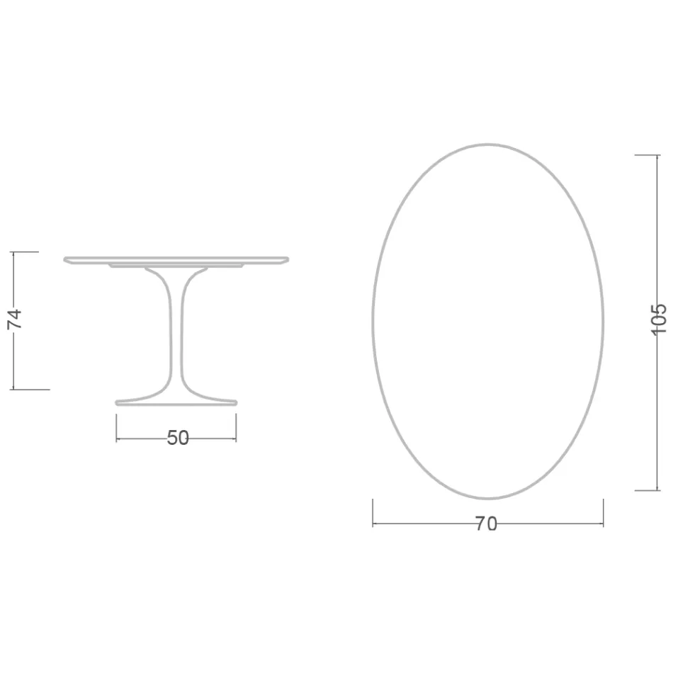 Eero Saarinen Tulip Tisch H 74 Oval aus Marmorio Keramik, hergestellt in Italien - Scharlachrot Viadurini