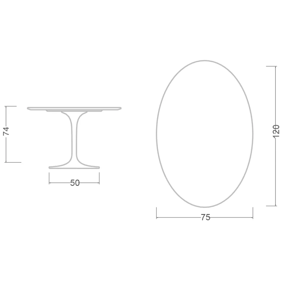 Eero Saarinen Tulip Tisch H 74 Oval aus Marmorio Keramik Hergestellt in Italien - Scharlachrot Viadurini
