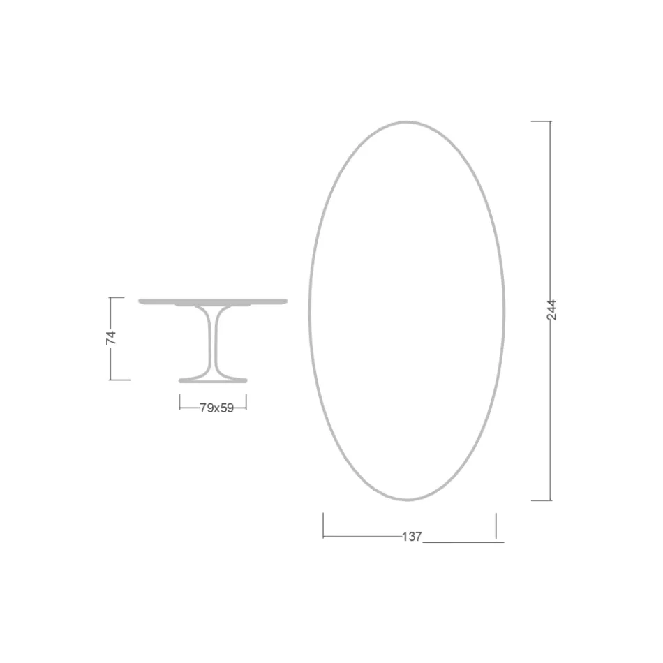 Eero Saarinen Tulpentisch H 74 Oval aus Moonè Keramik, hergestellt in Italien - Scharlachrot Viadurini