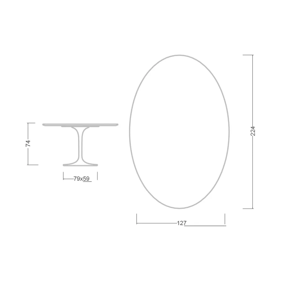 Tulpentisch Eero Saarinen H 74 Oval aus Keramik Noir Desire Made in Italy - Scharlachrot Viadurini