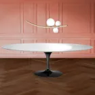 Eero Saarinen Tulip Tisch H 74 Oval in Flüssiglaminat Hergestellt in Italien - Scharlachrot Viadurini