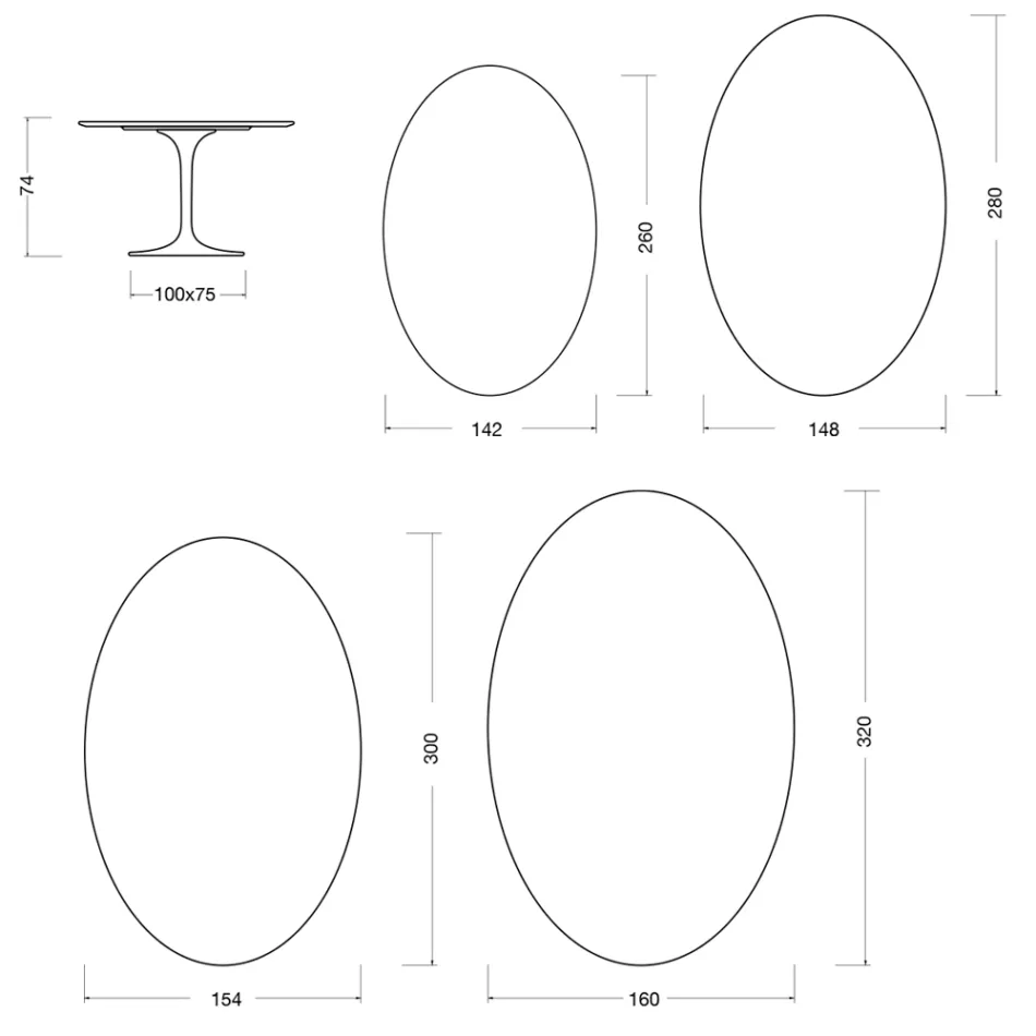 Eero Saarinen Tulip Tisch H 74 Oval in Flüssiglaminat Hergestellt in Italien - Scharlachrot Viadurini