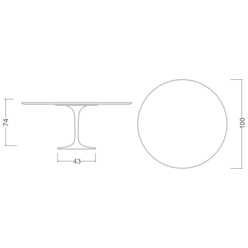 Eero Saarinen Tulpentisch H 74 Rund aus Keramik Domoos Made in Italy - Scharlachrot Viadurini