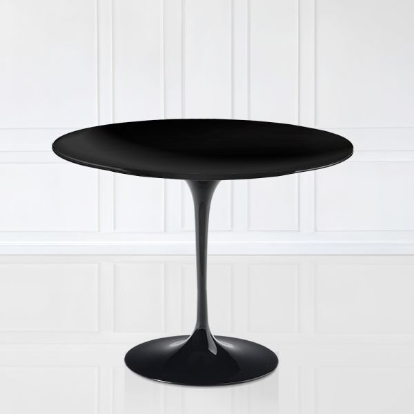 Eero saarinen tulip tisch h 74 mit schwarzer flüssiglaminatplatte, hergestellt in italien - scarlet