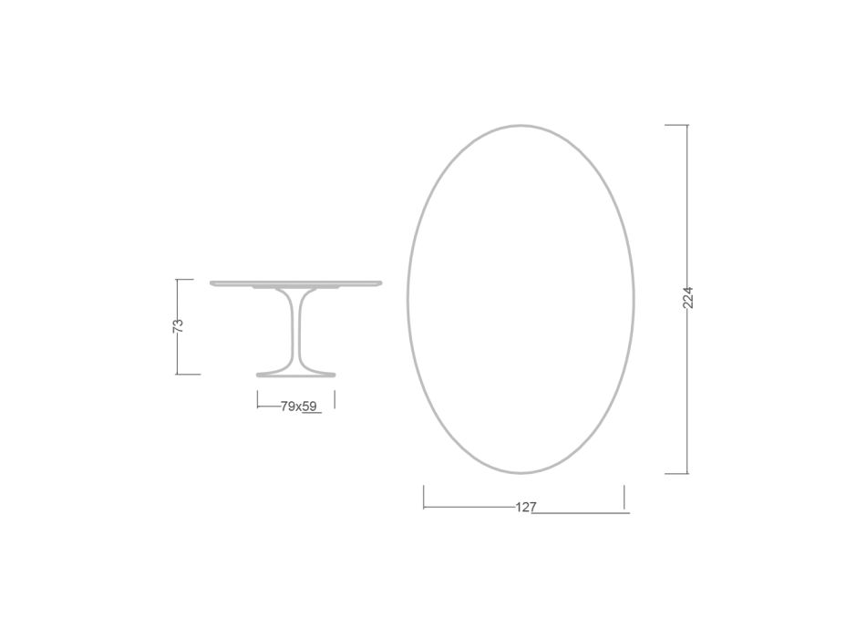 Tulpentisch Eero Sarinen H 73 Oval aus schwarzem Flüssiglaminat, hergestellt in Italien – Scharlachrot Viadurini