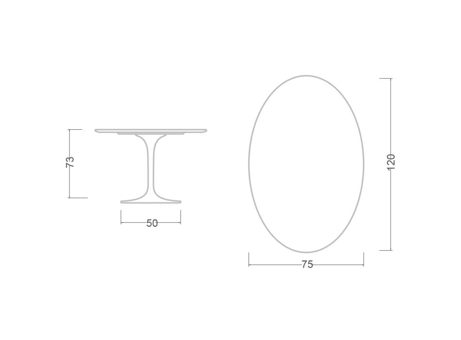Tulpentisch Eero Sarinen H 73 Oval aus schwarzem Flüssiglaminat, hergestellt in Italien – Scharlachrot Viadurini
