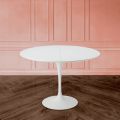 Tulip Saarinen H 73 Ausziehbarer Tisch aus weißem Flüssiglaminat, hergestellt in Italien – Scarlet