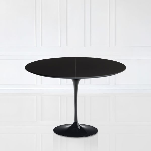 Saarinen tulip tisch h 74 ausziehbar in schwarzem flüssiglaminat, hergestellt in italien - scarlet