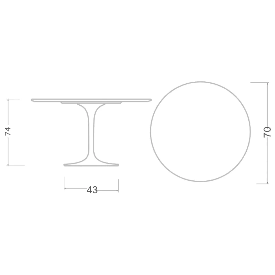 Tulpentisch Saarinen H 73 Rund aus Keramik Calacatta Michelangelo - Scharlachrot Viadurini