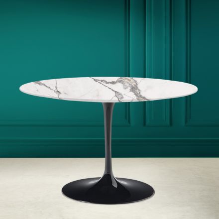 Tulip Saarinen H 73 Runder Tisch aus unsichtbarer, ausgewählter Keramik, hergestellt in Italien – Scharlachrot Viadurini