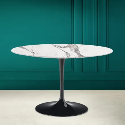Tulip Tabelle Saarinen H 73 Runde Keramik unsichtbar wählen Made in Italy - Scarlet Viadurini