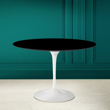 Tulip Saarinen H 73 Runder Tisch aus absolut schwarzer Keramik, hergestellt in Italien – Scharlachrot Viadurini