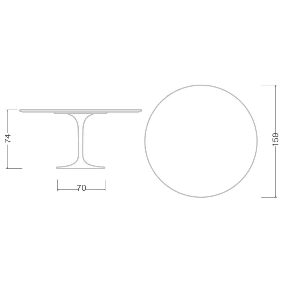 Tulip Tisch Saarinen H 73 Rund in Schwarz Keramik Soft Made in Italy - Scharlachrot Viadurini