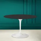 Tulip Tisch Saarinen H 73 Rund in Schwarz Keramik Soft Made in Italy - Scharlachrot Viadurini