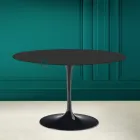 Tulip Tisch Saarinen H 73 Rund in Schwarz Keramik Soft Made in Italy - Scharlachrot Viadurini