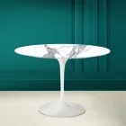 Tulpentisch Saarinen H 73 Rund Keramik Statuario Altissimo Made in Italy - Scharlachrot Viadurini