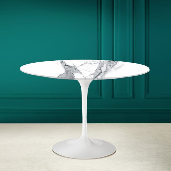 Tulpentisch saarinen h 73 rund keramik statuario altissimo made in italy - scharlachrot