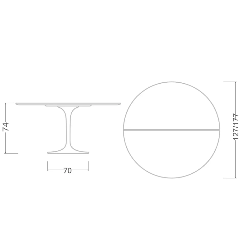 Saarinen Tulip Tisch H 74 ausziehbar aus schwarzem Flüssiglaminat Made in Italy - Scharlachrot Viadurini
