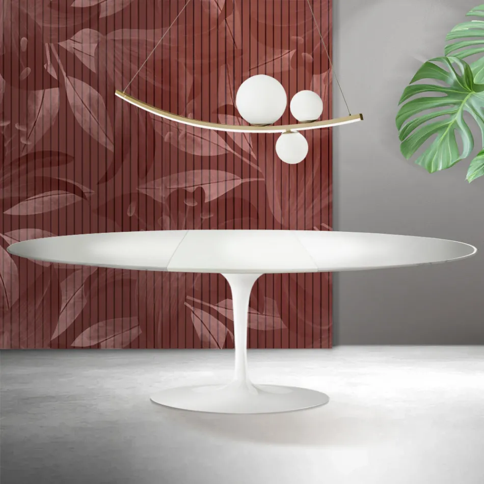 Saarinen Tulpentisch H 74 cm ausziehbar in Weiß Florim Keramik - Scharlachrot Viadurini