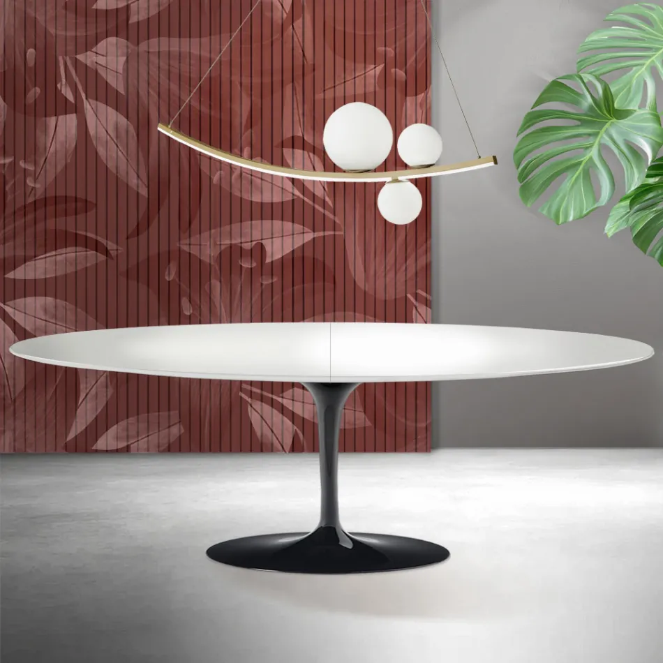 Saarinen Tulpentisch H 74 cm ausziehbar in Weiß Florim Keramik - Scharlachrot Viadurini