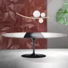 Saarinen Tulpentisch H 74 cm ausziehbar in Weiß Florim Keramik - Scharlachrot Viadurini