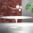 Saarinen Tulpentisch H 74 cm ausziehbar in Weiß Florim Keramik - Scharlachrot Viadurini