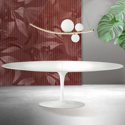 Saarinen Tulpentisch H 74 cm ausziehbar in Weiß Florim Keramik - Scharlachrot Viadurini